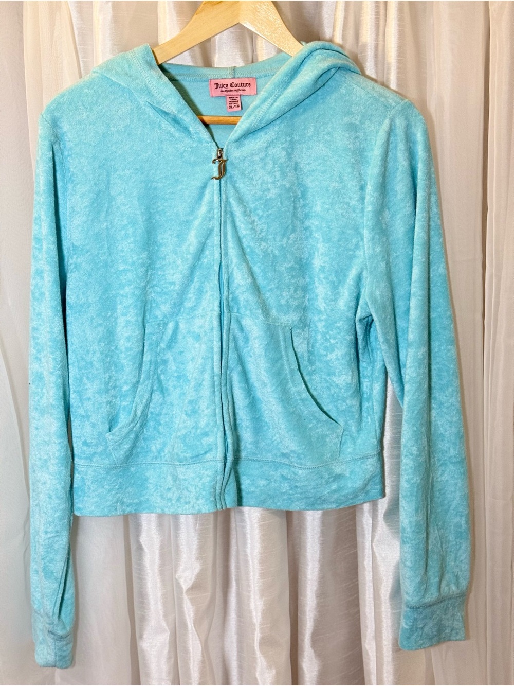 Juicy Couture Aqua Plush Zip Hoodie